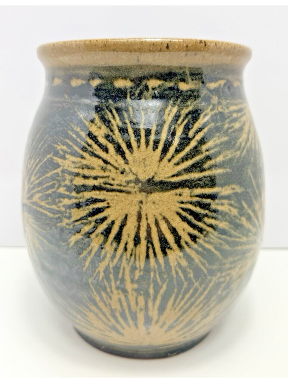 Vtg Starburst Fireworks Crock Pottery Planter Pot 9"H 1979 70s Handmade